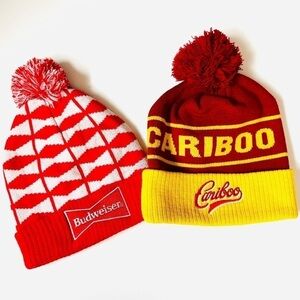 NEW! CARIBOO + BUDWEISER Pom Beanies Unisex Toque Pom Pom Unisex